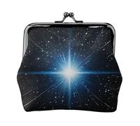 Blue Shining Stars Print Full Double-Sided Printed Pattern Women's and Girls' Fashionable Leather Kiss Lock Coin Purse Card Bag