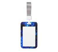 Blue Shining Stars Print Id Card Holder,Badge Holder with Lanyard,Work Pass Protector for Office Staff School Nurse