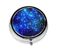 Blue Shining Stars Print Personalised Portable Pillbox with,Mini Pillbox Compact and Convenient Pill Organiser for Storing and Organising Pills