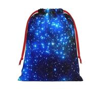 Blue Shining Stars Print Plush Gift Bags Reusable Drawstring Gift Wrap Bags,For Holiday Candy Party Supplies