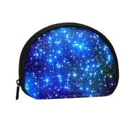 Blue Shining Stars Print Portable Mini Storage Bag Shell Shaped Wallet Small Coin Wallet Shell Storage Bag
