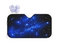Blue Shining Stars -Print Reflective Windshield Sun Shade For Cars S Size - Heat Resistant Suction Cups, Universal Fit.