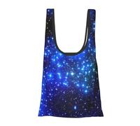 Blue Shining Stars Print Reusable, Foldable,Washable Grocery Bags Foldable in A Pouch Eco Tote Shopping Bag,Daily Shopping Loading