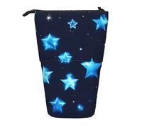 Blue Shining Stars Print Standing Pencil Case Telescopic Pencil Bag Pop Up Pencil Pouch Pen Pouch Makeup Cosmetics Bag