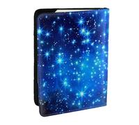 Blue Shining Stars Printed Passport Holder - 6.5 x 4.5 Inch RFID Blocking Travel Wallet,Stylish Passport Cover,Lightweight Document Organizer for Cards