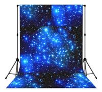 Blue Shining Stars Printed Photography Backdrop, Photo Booth Backdrop For Photoshoot With Rod Pocket For Studio, Family Photos, Video Recording & Event Decor - 5x7ft