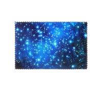 Blue Shining Stars Printed Placemats Set of 6 PCS, Heat Resistant Non-Slip Table Mats for Dining Table, Washable Kitchen Place Mats for Indoor & Outdoor
