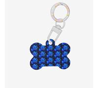Blue Shining Stars Printing 1 Pc Dog Bone Shape Id Tags Double Sided with Key Ring Craft for Pets