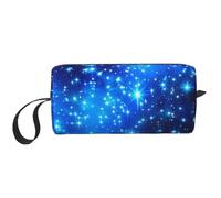 Blue Shining Stars Prints Travel Makeup Bag Makeup Pouch, Portable Simple Zippered Makeup Organizer Case for Women