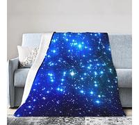 Blue Shining Stars Soft Micro Flannel Blanket Throw, Warm Cozy Lightweight Decorative Blanket for Sofa Couch Bed, Printed Blanket Gifts for Kids Girls Boys Women Men