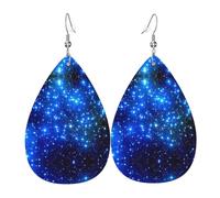 Blue Shining Stars Trendy Leather Teardrop Earring Lightweight Bohemian Earrings Set Jewelry Gift For Women Girl
