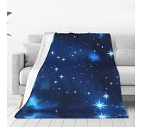 Blue Shiny Stars Printed Anti-Pilling Flannel Blanket Couch 40"x30" Soft Cozy Indoor Outdoor