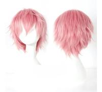 Blue Short Fluffy Layered 30cm Synthetic Hair Cosplay Full Wigs Heat Resistance Fiber-Pink-12INCHES