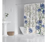 Blue Shower Curtain 180 x 240 cm Extra Long Shower Curtain Plant BathCurtain with 12 Plastic Hooks, Quick Dry, Waterproof WeightedShower Curtain for BathroomShower Stall Decor,Gifts for Women yl-485