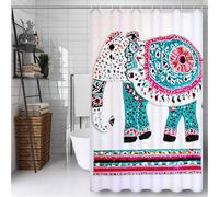 Blue Shower Curtain 200 x 220 cm Bathroom Curtain with 12 Hooks, Outdoor Garden Curtains Waterproof, Quick-Drying, Washable, Weighted Hem, BathCurtain for Spring Bathroom Decor Elephant -ly695