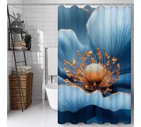 Blue Shower Curtain, Bathroom Curtain with 12 Hooks | Waterproof Polyester Fabric | Rustproof Eyelets | Weighted Hem | Machine Washable | Quick Dry | Bathroom Accessories Decor | 200x300cm Plant Y#237