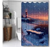 Blue Shower Curtain, Bathroom Curtain with 12 Hooks | Waterproof Polyester Fabric | Rustproof Eyelets | Weighted Hem | Machine Washable | Quick Dry | Bathroom Accessories Decor | 180x250cm Winter Y#7