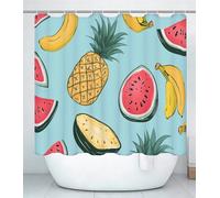 Blue Shower Curtain for Bathroom, Curtain Includes 12 Pcs Hooks, Waterproof Polyester Fabric, Rustproof Eyelets, Weighted Hem, Machine Washable, Quick Dry, Bathroom Decor H120 x W150cm Fruit J#181