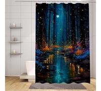 Blue Shower Curtain Jungle Shower Curtains for Bathroom HD Printing Waterproof Bathroom Curtains with 12 Hooks, Polyester Bath Curtain Machine Washable Fabric for Bath Tub 90 x 200 cm -zpg25073PK