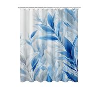 Blue Shower Curtain, Rattan Curtains with 12 Shower Curtain Hooks, Extra Long Bathroom Curtains Weighted Hem, Quick Drying Waterproof Polyester Fabric for Outdoor Garden Wet Room Bath 180x200 cm E-45