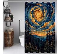 Blue Shower Curtain Starry Sky Shower Curtains for Bathroom, HD Printing Waterproof Bathroom Curtains with 12 Hooks, Polyester Bath Curtain Machine Washable for Shower Stall 160 * 200cm -ly25072QW