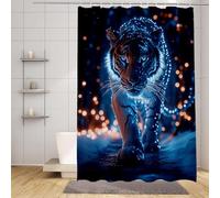 Blue Shower Curtain Tiger Shower Curtains for Bathroom HD Printing Waterproof Bathroom Curtains with 12 Hooks, Polyester Bath Curtain Machine Washable Fabric for Bath Tub Stall 60x80inch -zpg25073BC