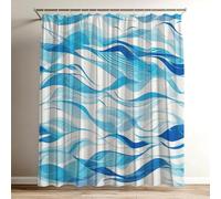Blue Shower Curtain Waterproof Garden Shower Curtain with Hooks, 3D HD Polyester Waterproof Decoration with 12 Hooks Durable and Washable, Marble Pattern Large Bathroom Curtains 200cm x 240cm Wy-203