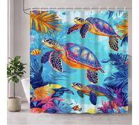 Blue Shower Curtain, Waterproof Shower Curtain for Bathroom with 12 Hooks, Weighted Hem, Polyester Fabric Washable Quick Dry for Bathtub Outdoor Garden Room Decor Animal 200 x 220 cm (79x87 In) 3Y#631