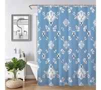 Blue Shower Curtain,Weighted Shower Curtain for Bathroom,Washable Quick-Drying,Resistant Waterproof with 12 Pcs Hooks,Rural Fabric Extra Long Curtains,for Wet Room Bathtub 100x130cm 40x52Inch Z-276
