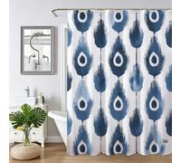 Blue Shower Curtain,Weighted Shower Curtain for Bathroom,Washable Quick-Drying,Resistant Waterproof with 12 Pcs Hooks,Simple Fabric Extra Long Curtains,for Wet Room Bathtub 100x130cm 40x52Inch Z-286