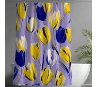 Blue Shower Curtain Yellow Shower Curtain 200x220 cm, Waterproof Polyester Bathroom Curtains with 12 Hooks, Machine Washable, Ideal for UK Bathroom Windows, Garden, Wet Room, Easy to Install -wY545