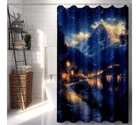 Blue Shower Curtains for Bathroom, Shower Curtain Mountain Bathroom Curtains with 12 Hooks, Waterproof Bath Curtain Machine Washable Fabric for Bath Tub, Home Accessories, Gifts 120x200cm -lsy25077J