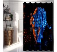 Blue Shower Curtains for Bathroom, Shower Curtain Tiger Bathroom Curtains with 12 Hooks, Waterproof Bath Curtain Machine Washable Fabric for Bath Tub, Home Accessories, Gifts 150 x 200 cm -lsy2507MY