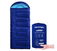 Silentnight Sleeping Bag for Adults - 3 Season Lightweight Soft Thick Cosy Warm Mummy Sleeping Bag for Spring Summer Camping Hiking Outdoor Travel for Warm and Cold Weather - Blue