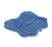 Blue Silicone Back Scrubber, 11 x 11.8 in / 28 x 30 cm, Non-Slip Bath Massage Pad, Wall-Mounted Multi-Functional Shower Tool for Bathroom Floor, Exfoliating Foot Scrubber Mat