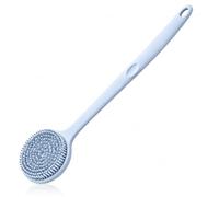 Blue Silicone Body Brush with Long Handle, Double Sided Shower Brush for Men and Women, Back Brush for Gentle Exfoliation and Relaxing Massage