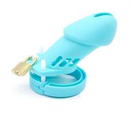 Blue Silicone Chastity Cage, Ligtht Blue, Lightweight Cock Cage, Locking Male Chastity Device, BDSM Bondage Male Sex Toys