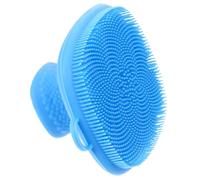 Blue Silicone Face Scrubber Handheld Round Cleansing Brush