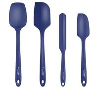 Blue Silicone Spatula Set - Non Stick High Heat Resistant Kitchen Utensils - 320C - Sturdy Steel Core - Spreader, Scraper, Spoonula Spatulas - 4 Piece Utensil Set - Gift Box and Bonus Recipe Ebook!