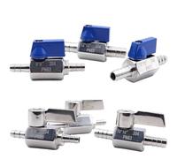 Blue Silver Ball Valve Stainless Steel 7mm 8mm 10mm 12mm Pagoda Adapter 304 Hardware 2 Way Gas Pointed Mouth(7mm,Blue)