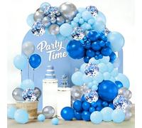Blue Silver Balloon Arch Kit, Confetti Balloons, 101Pcs 18 12 10 5 Inch Different Sizes Balloon Garland, Latex Balloons, Perfect for Baby Shower, Birthday, Gender Reveal, Wedding Decorations