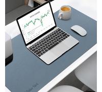 (Blue & Silver) Gaming Mouse Pad Extended Large Desk Mat PU Leather Blotter Dual Sided Non Slip Water Resistant for Keyboard and Mouse