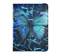 Blue Silver Morpho Butterfly Broken Family Travel Leather Passport Holder Secure Hidden Money&Card Holder for Men Trip Must Haves Accessories