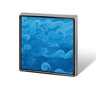 Blue Simple Swirls Ocean Currents Unisex Brooches & Pins Square Lightweight Lapel Badge Jewelry for Clothing Shawl Hat