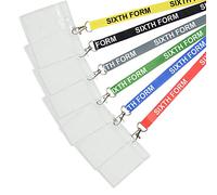 Blue Sixth Form Lanyard Neck Strap w/PVC Card Holder for ID Cards, Name Badges & More! (Pack of 10)