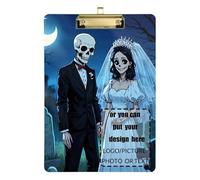 Blue Skeleton Bride and Groom Customize Day Designer clipboard Transparent for Police Office Nurse Football Coaches Size 9 x 12