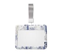 Blue Skeleton Pattern ID Badge Holder with Lanyard ID Card Holders Waterproof Plastic Name Card Case Sliding ID Protector Pouch Name Tag Holders for Office Work Business