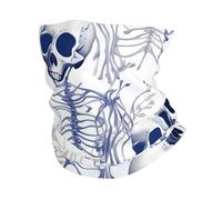 Blue Skeleton Pattern Men Women Bandana Lightweight Neck Gaiter Multifunctional Snood Scarf For Sport Running Summer Cycling