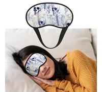 Blue Skeleton Pattern on White Background Sleep Mask for Women Men Blackout Eye Masks for Sleeping Blindfold Sleep Mask Side Sleeper Eye Cover for Meditation Light Blocking Travel Essentials