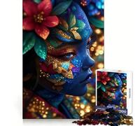 Blue Skin, Gold Glitter Adults 1000 Pieces Puzzle Cognitive Skill Mind Soothing Fun Solid Lock (38X26CM)